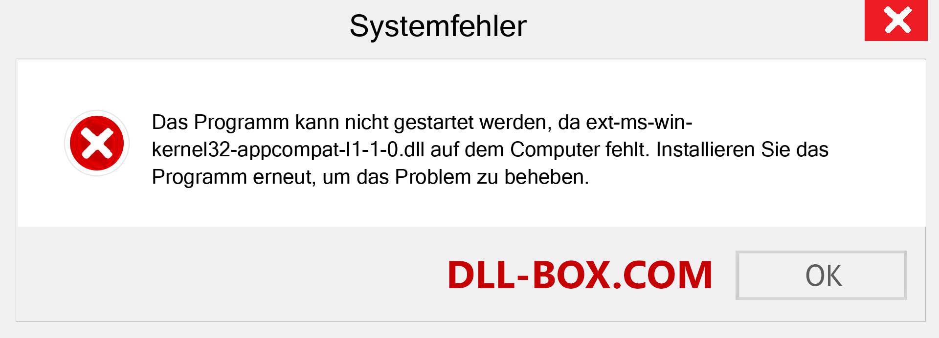 ext-ms-win-kernel32-appcompat-l1-1-0.dll-Datei fehlt?. Download für Windows 7, 8, 10 - Fix ext-ms-win-kernel32-appcompat-l1-1-0 dll Missing Error unter Windows, Fotos, Bildern