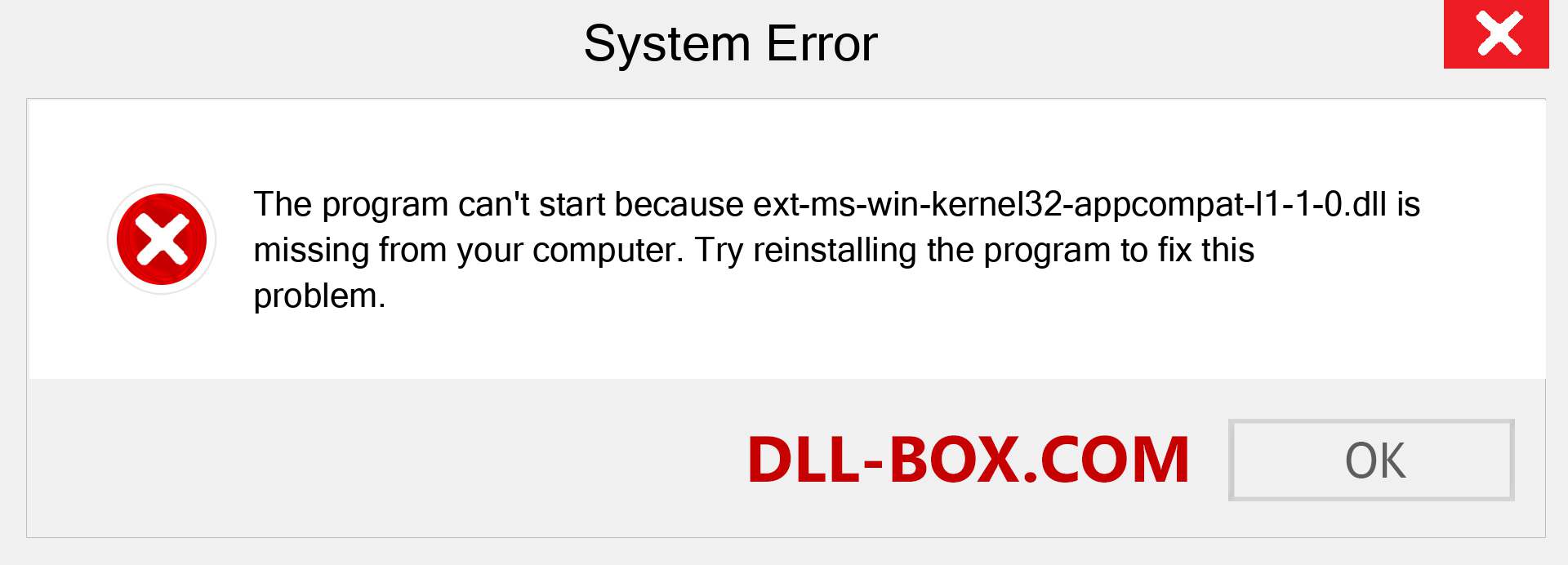  ext-ms-win-kernel32-appcompat-l1-1-0.dll file is missing?. Download for Windows 7, 8, 10 - Fix  ext-ms-win-kernel32-appcompat-l1-1-0 dll Missing Error on Windows, photos, images