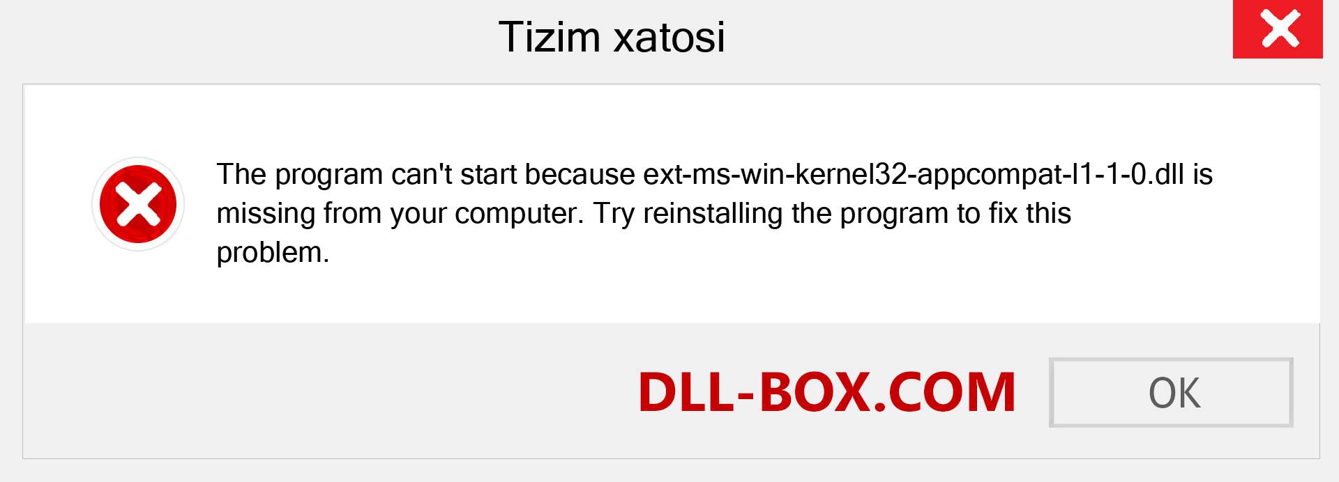 ext-ms-win-kernel32-appcompat-l1-1-0.dll fayli yo'qolganmi?. Windows 7, 8, 10 uchun yuklab olish - Windowsda ext-ms-win-kernel32-appcompat-l1-1-0 dll etishmayotgan xatoni tuzating, rasmlar, rasmlar